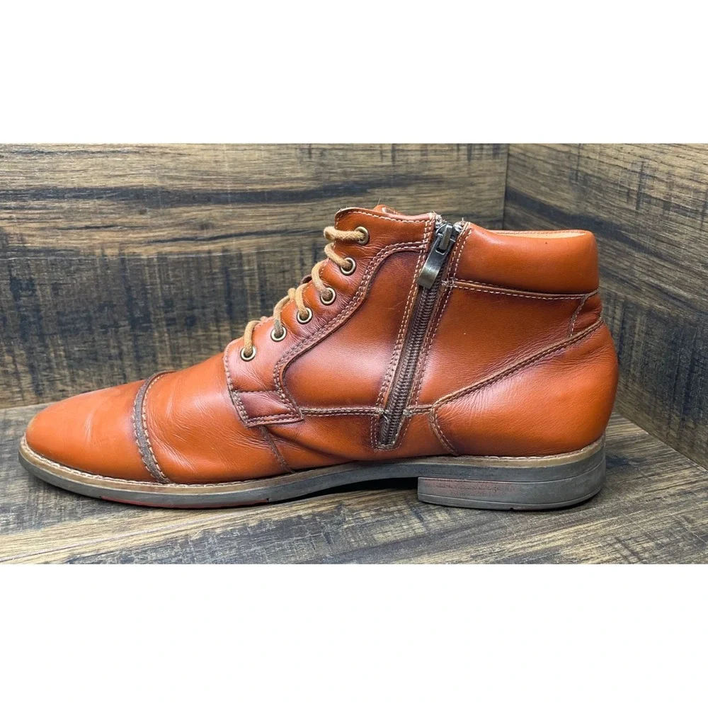 Azkbird Mens Brown Zip Lace up‎ Leather Ankle boots Oxfords Size 12